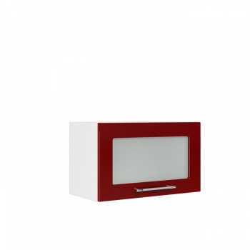 Бруклин ШВГС 600 Шкаф верхний горизонтальный со стеклом (Бетон белый/корпус Белый) в Комарье - komare.mebel54.com | фото
