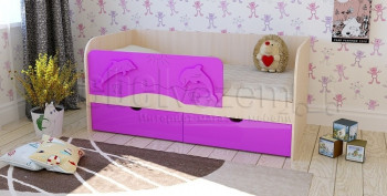 Друзья Кровать детская 2 ящика 1.6 Фиолетовый глянец в Комарье - komare.mebel54.com | фото