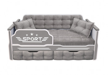Кровать 160 серии Спорт 2 ящика 45 Серый (подушки) в Комарье - komare.mebel54.com | фото