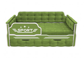 Кровать 180 серии Спорт 1 ящик 76 Зелёный (мягкие боковые накладки) в Комарье - komare.mebel54.com | фото