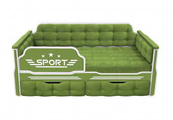 Кровать 190 серии Спорт 2 ящика 76 Зелёный (мягкие боковые накладки) в Комарье - komare.mebel54.com | фото