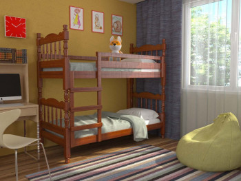 Кровать двухъярусная Соня из массива сосны 800*1890 Орех в Комарье - komare.mebel54.com | фото