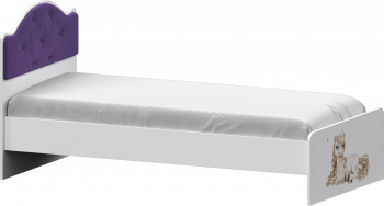 Кровать Каспер с мягкой спинкой и фотопечатью (900х1900)Белый/Фиолетовый в Комарье - komare.mebel54.com | фото