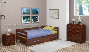 Кровать одинарная ГЛОРИЯ из массива сосны  900*2000 (Орех) в Комарье - komare.mebel54.com | фото