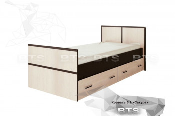 Кровать Сакура с настилом и ящиками 0,9 (Венге/Лоредо) в Комарье - komare.mebel54.com | фото