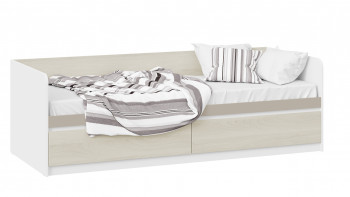 Кровать «Сканди» с 2 ящиками Дуб Гарден/Белый/Глиняный серый в Комарье - komare.mebel54.com | фото
