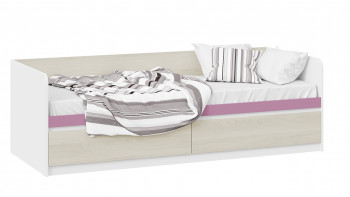 Кровать «Сканди» с 2 ящиками Дуб Гарден/Белый/Лиловый в Комарье - komare.mebel54.com | фото