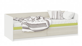 Кровать «Сканди» с 2 ящиками Дуб Гарден/Белый/Зеленый в Комарье - komare.mebel54.com | фото