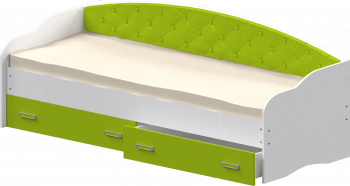 Кровать Софа-8 с мягкой спинкой (900х1900) Белый/Лайм в Комарье - komare.mebel54.com | фото