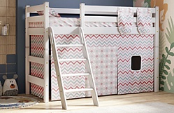 Кровать Соня вариант 6 полувысокая с наклонной лестницей Белый полупрозрачный в Комарье - komare.mebel54.com | фото