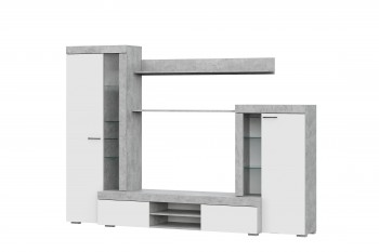 Мебель для гостиной МГС 5 Цемент светлый / Белый в Комарье - komare.mebel54.com | фото