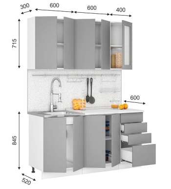 Модульная кухня Норд 1,6 м (Софт даймонд/Камень беж/Белый) в Комарье - komare.mebel54.com | фото