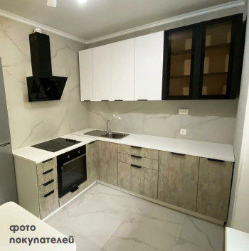 Модульная кухня Норд 1,6 м (Софт даймонд/Камень беж/Белый) в Комарье - komare.mebel54.com | фото
