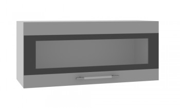Норд ШВГС 800 Шкаф верхний горизонтальный со стеклом (Софт черный/корпус Белый) в Комарье - komare.mebel54.com | фото