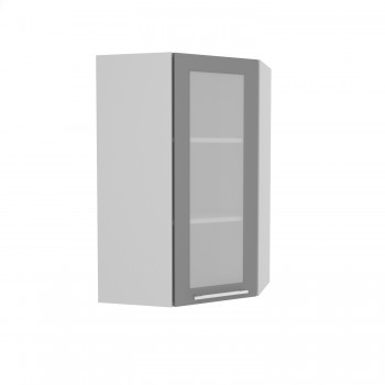 Норд ШВУС 600Н Шкаф верхний угловой (премьер) высокий (Софт черный/корпус Белый) в Комарье - komare.mebel54.com | фото