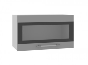 Ройс ПГСФ 600 Шкаф верхний горизонтальный со стеклом с фотопечатью (Графит софт/корпус Серый) в Комарье - komare.mebel54.com | фото