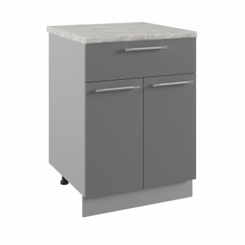 Ройс С1ЯШ 600 Шкаф нижний с ящиком (Графит софт/корпус Серый) в Комарье - komare.mebel54.com | фото