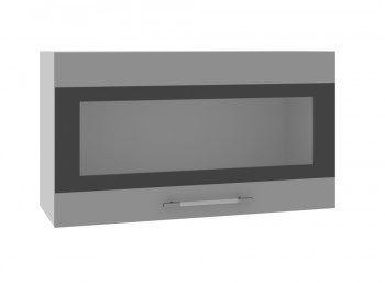 Ройс ВПГСФ 800 Шкаф верхний горизонтальный со стеклом с фотопечатью высокий (Графит софт/корпус Серый) в Комарье - komare.mebel54.com | фото