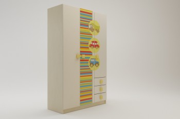 Шкаф 3-х створчатый с ящиками Клаксон (Бежевый/корпус Клен) в Комарье - komare.mebel54.com | фото