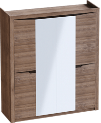 Шкаф четырехдверный Соренто с комплектом полок (3 шт)Дуб стирлинг/Кофе структурный матовый в Комарье - komare.mebel54.com | фото