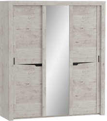 Шкаф трехдверный Соренто с раздвижными дверями Дуб бонифаций/Кофе структурный матовый в Комарье - komare.mebel54.com | фото