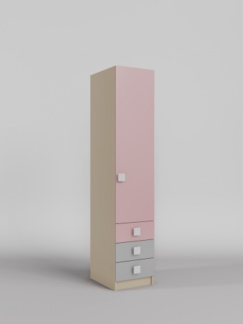 Шкаф угловой (секция с ящиками) Грэйси (Розовый/Серый/корпус Клен) в Комарье - komare.mebel54.com | фото