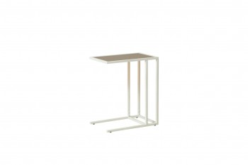 Стол приставной Скандик 42.24 (со стеклом) (металл: белый) в Комарье - komare.mebel54.com | фото