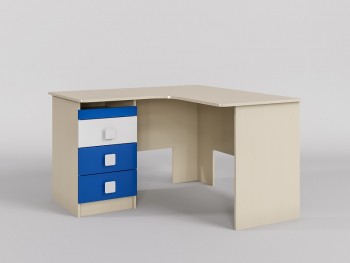 Стол угловой Скай люкс (Синий/Белый/корпус Клен) в Комарье - komare.mebel54.com | фото